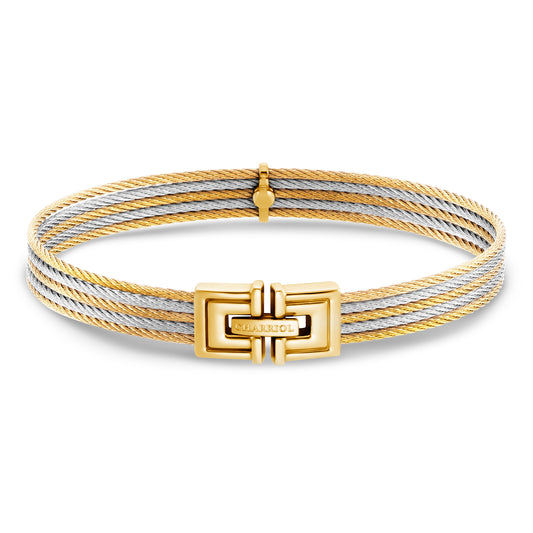 Charriol steel bangle, elegant design, showcasing twisted cable pattern at a side angle, perfect for watch enthusiasts.