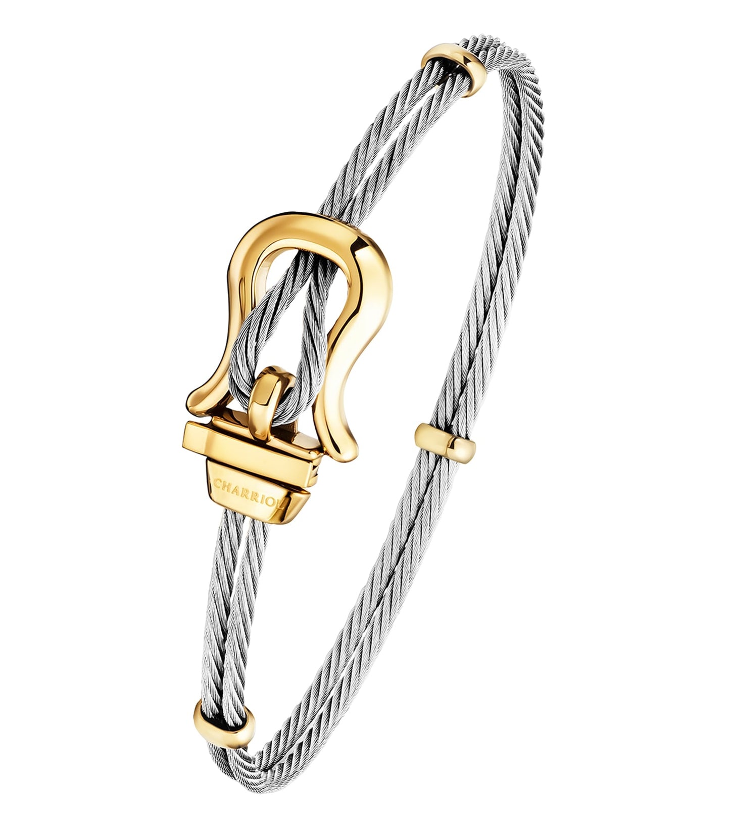Bonifacio Steel Cable And Yellow Gold Pvd Bracelet