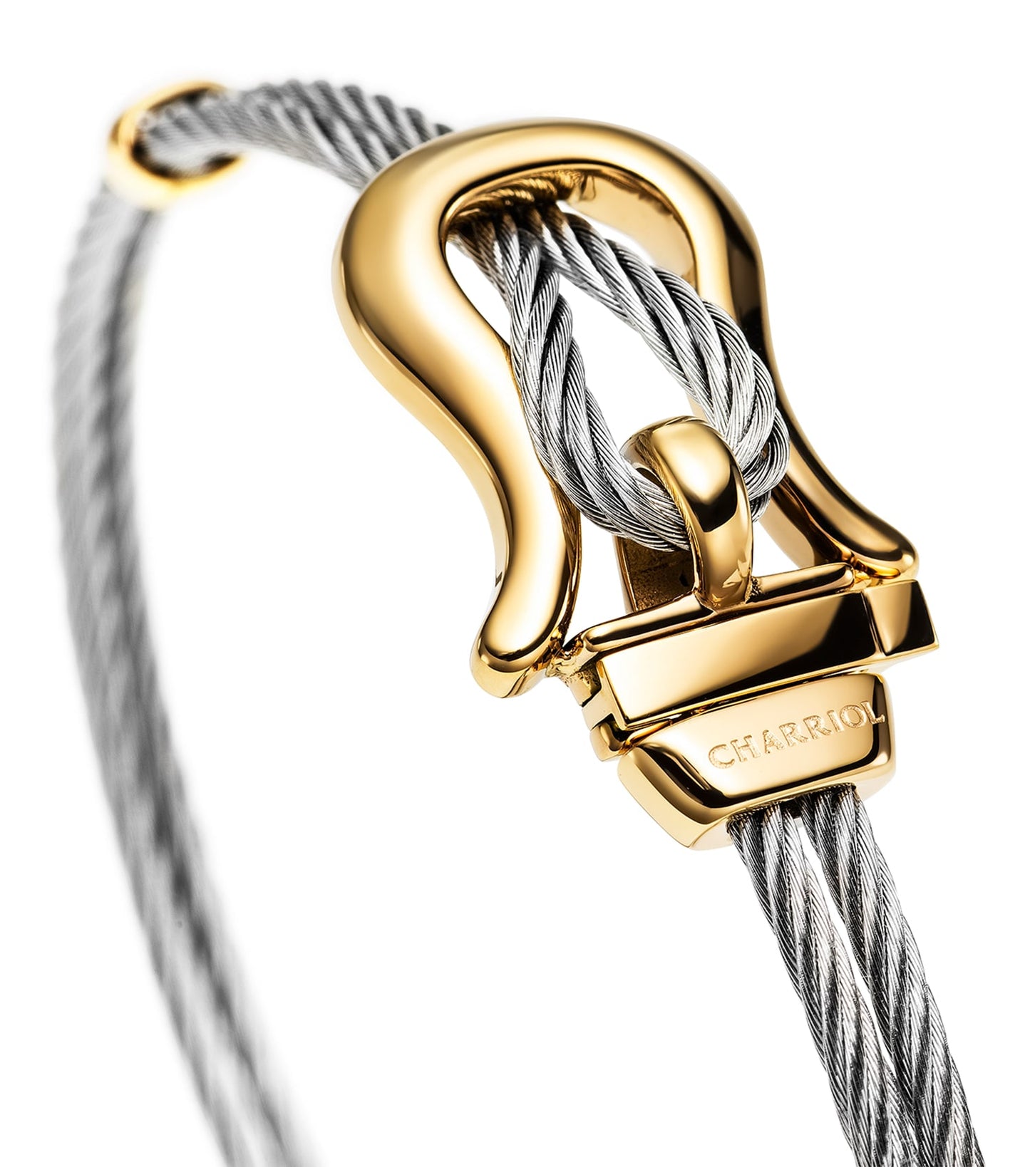 Bonifacio Steel Cable And Yellow Gold Pvd Bracelet