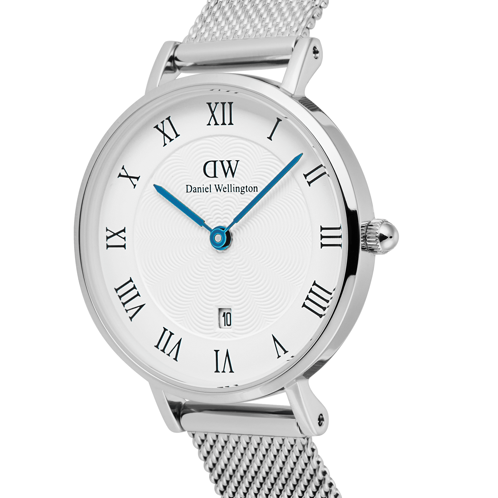Petite 28 Roman Numerals Date Sterling White Silver