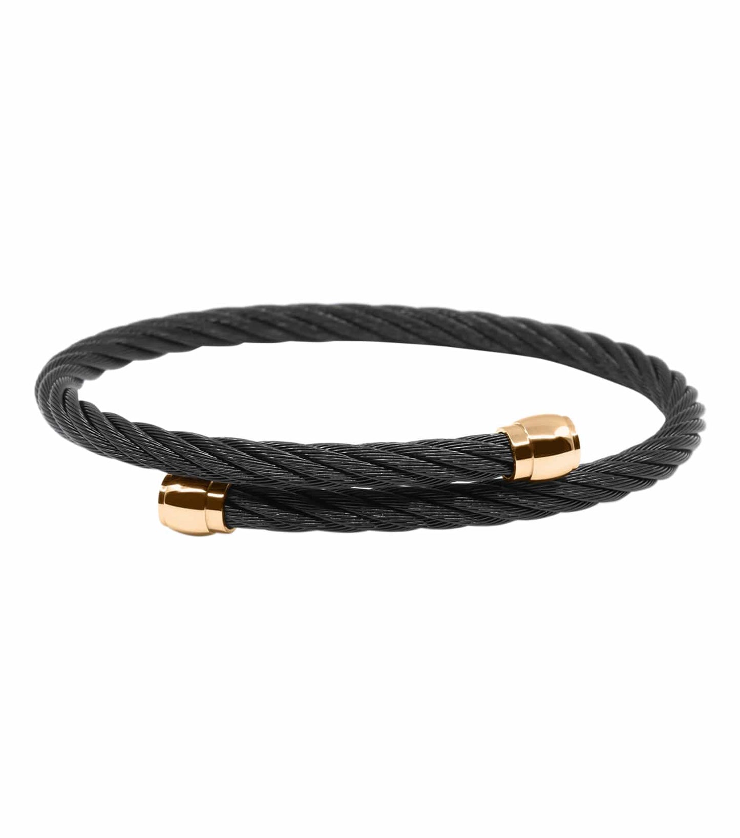 Charriol gold Celtic bangle, side angle view showcasing intricate braided design and twinkling diamond accents in elegant lighting.