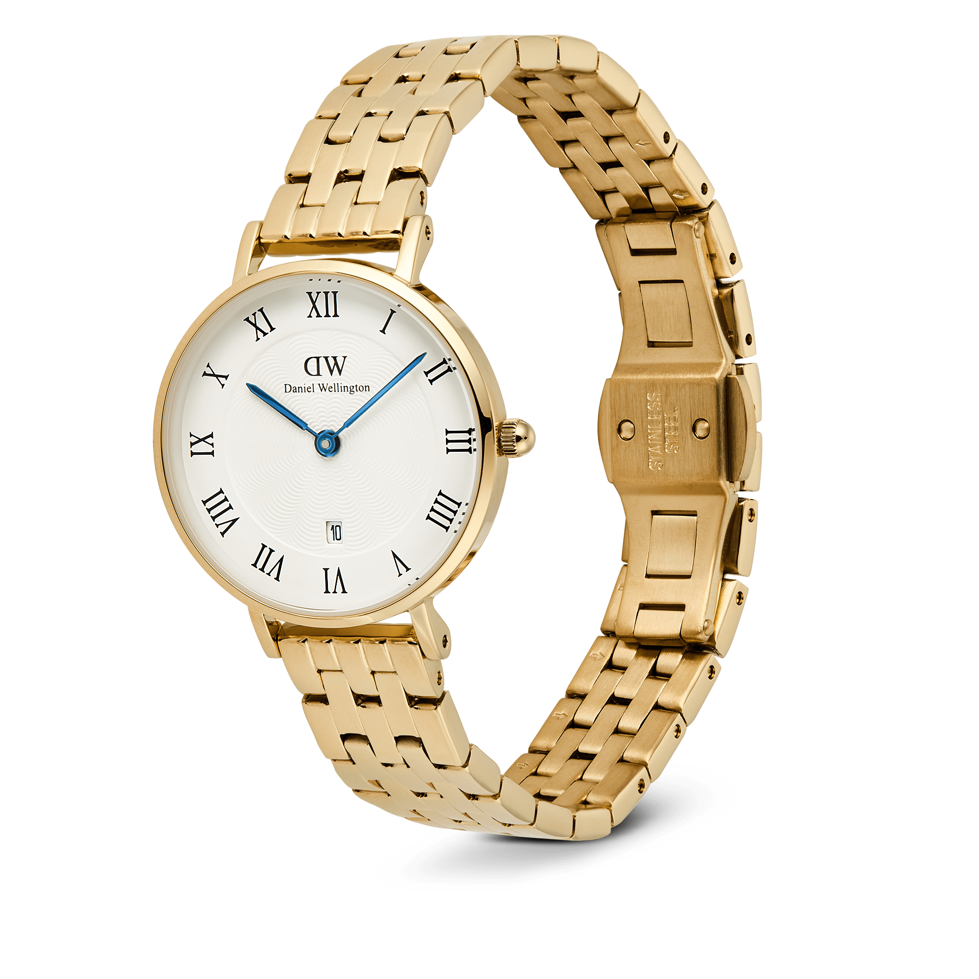 Petite 28 Roman Numerals Date 5-Link White G
