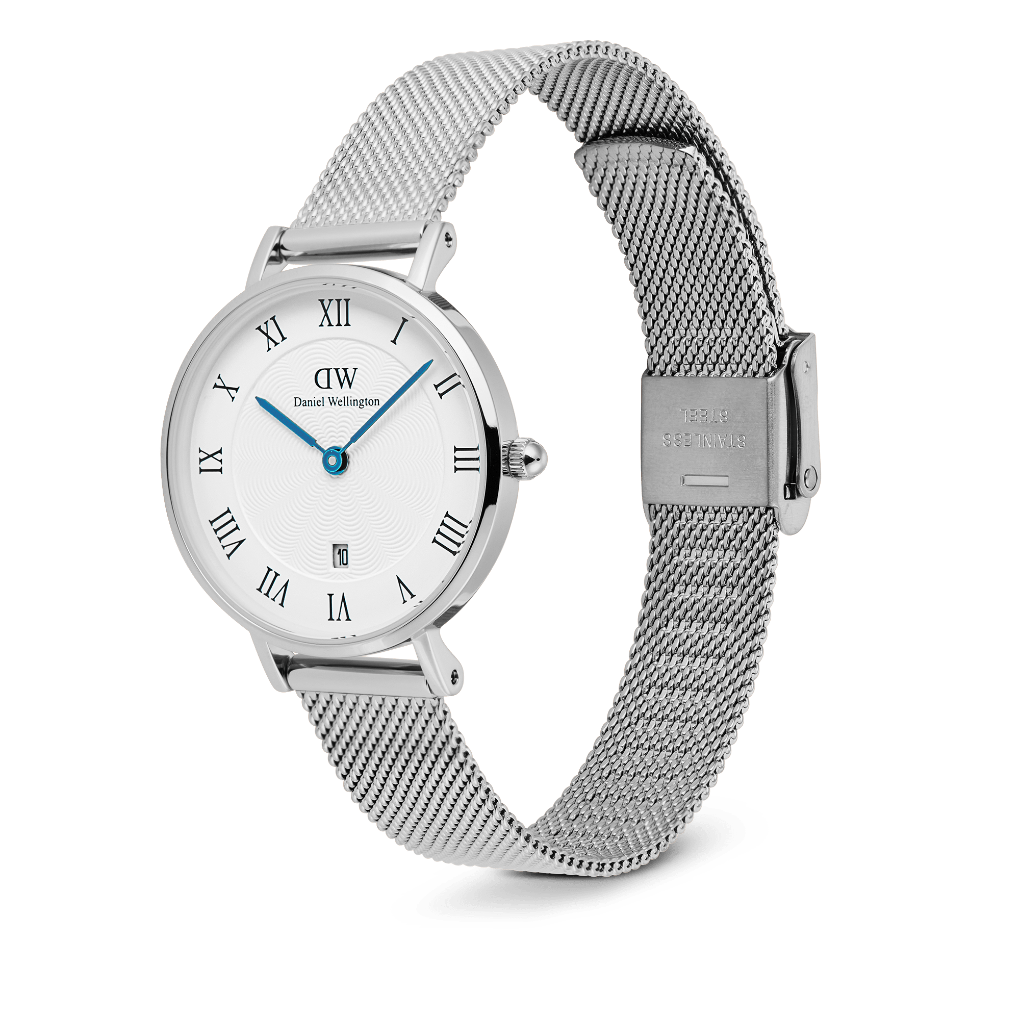 Petite 28 Roman Numerals Date Sterling White Silver