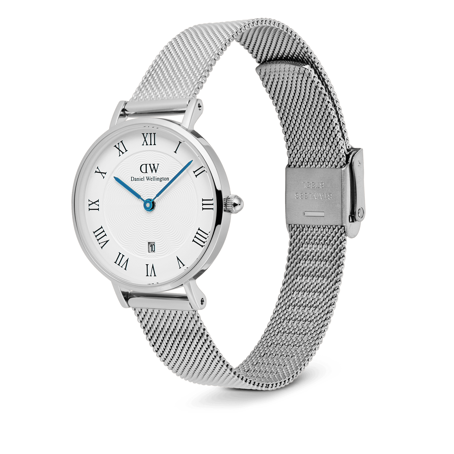 Petite 28 Roman Numerals Date Sterling White Silver