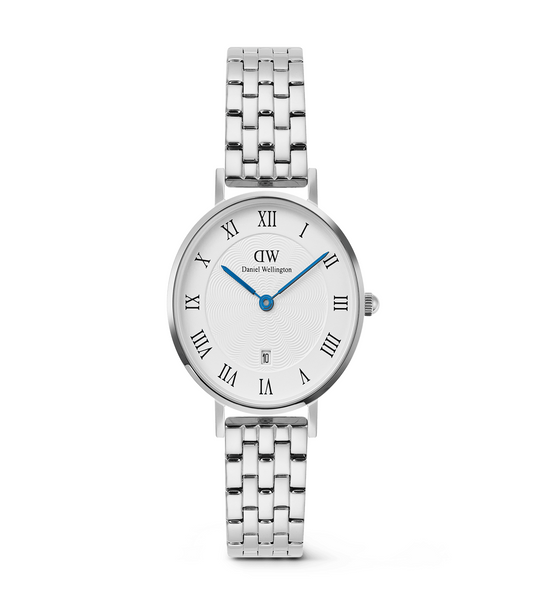 Petite 28 Roman Numerals Date 5-Link White S