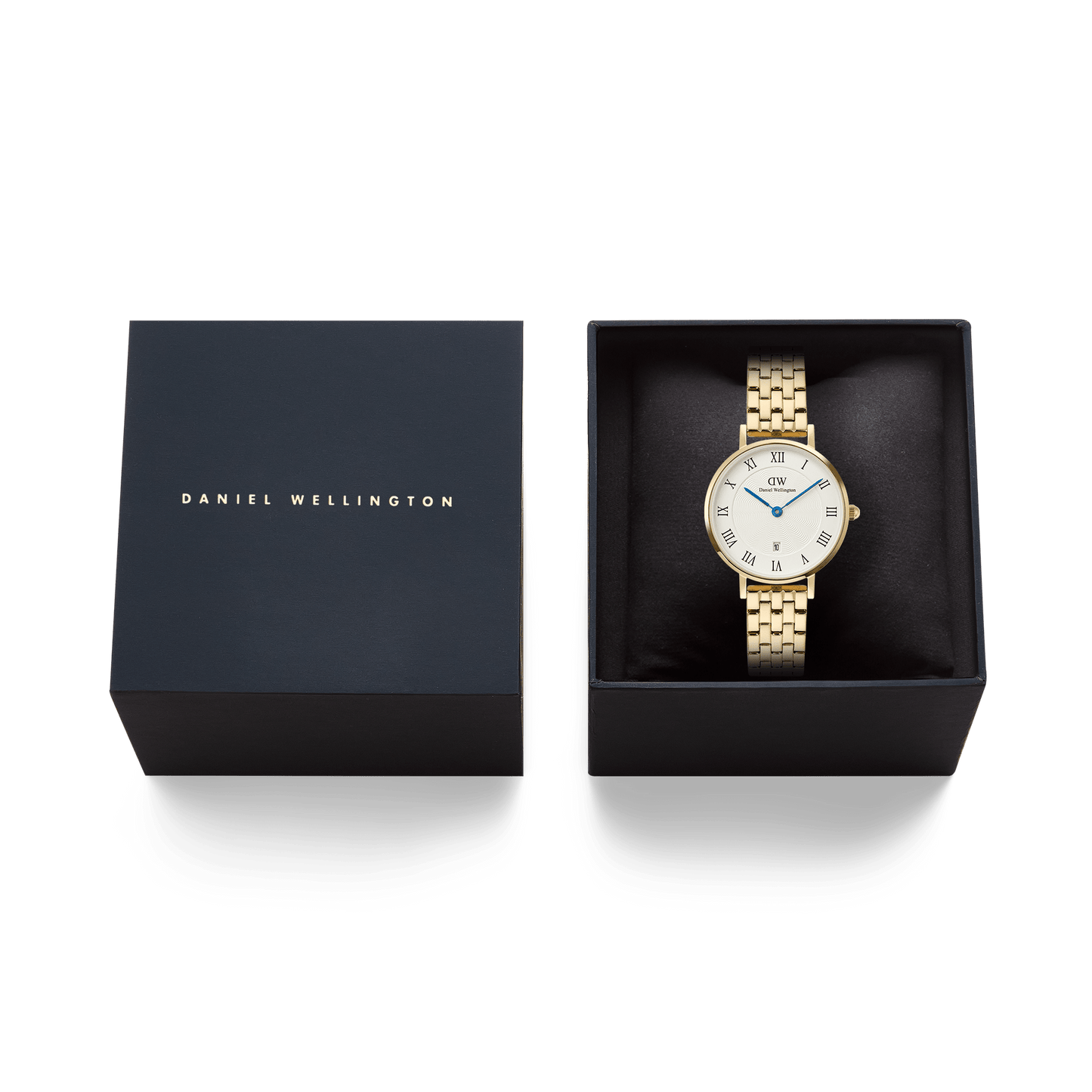 Petite 28 Roman Numerals Date 5-Link White G