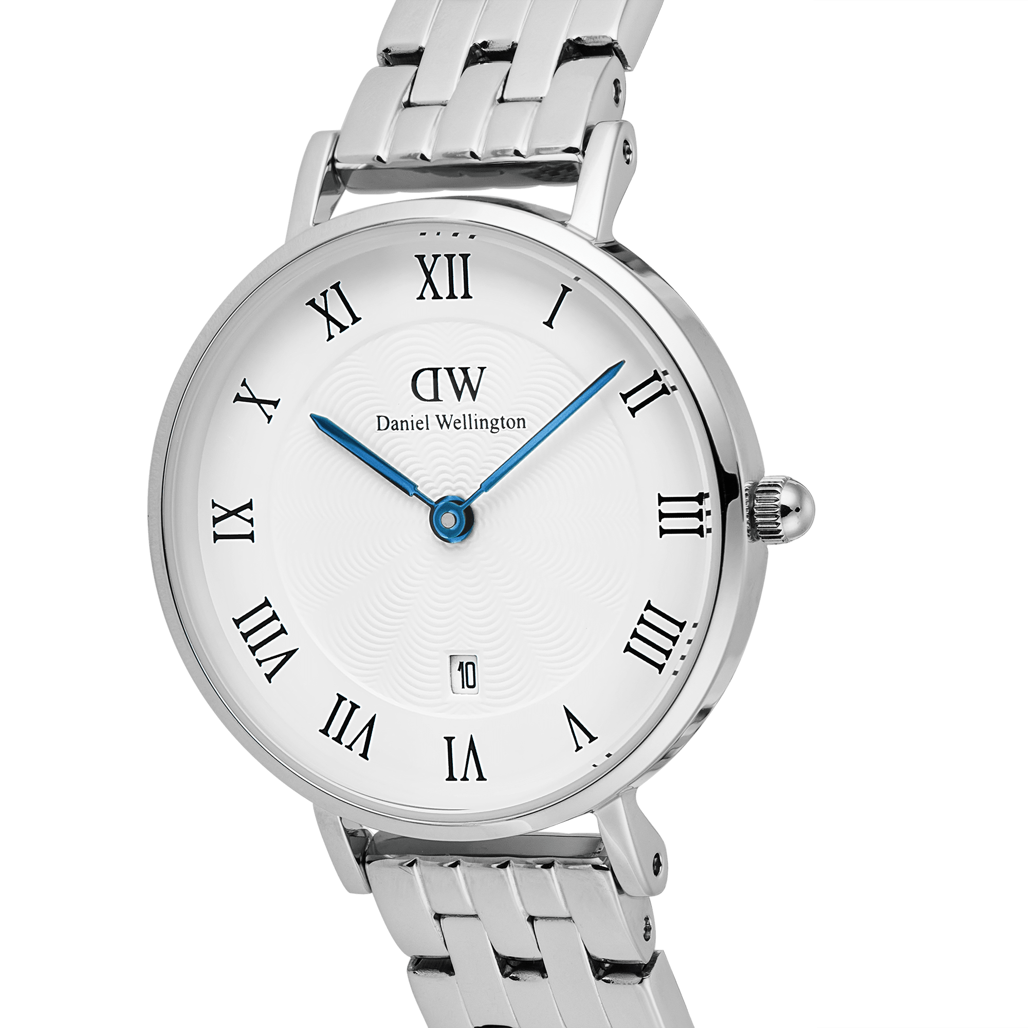 Petite 28 Roman Numerals Date 5-Link White S