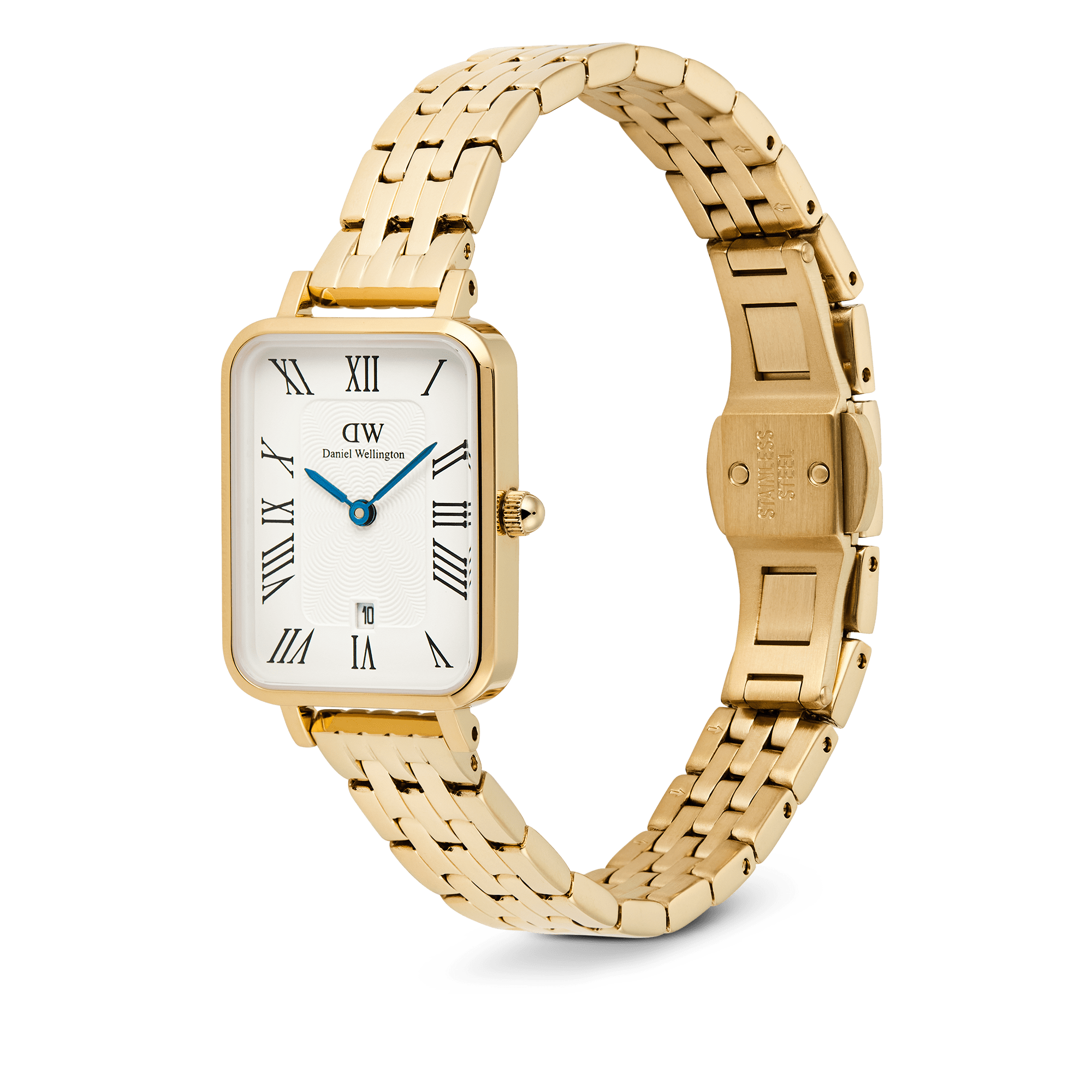 Quadro 20x26 Roman Numerals Date 5-link White Gold