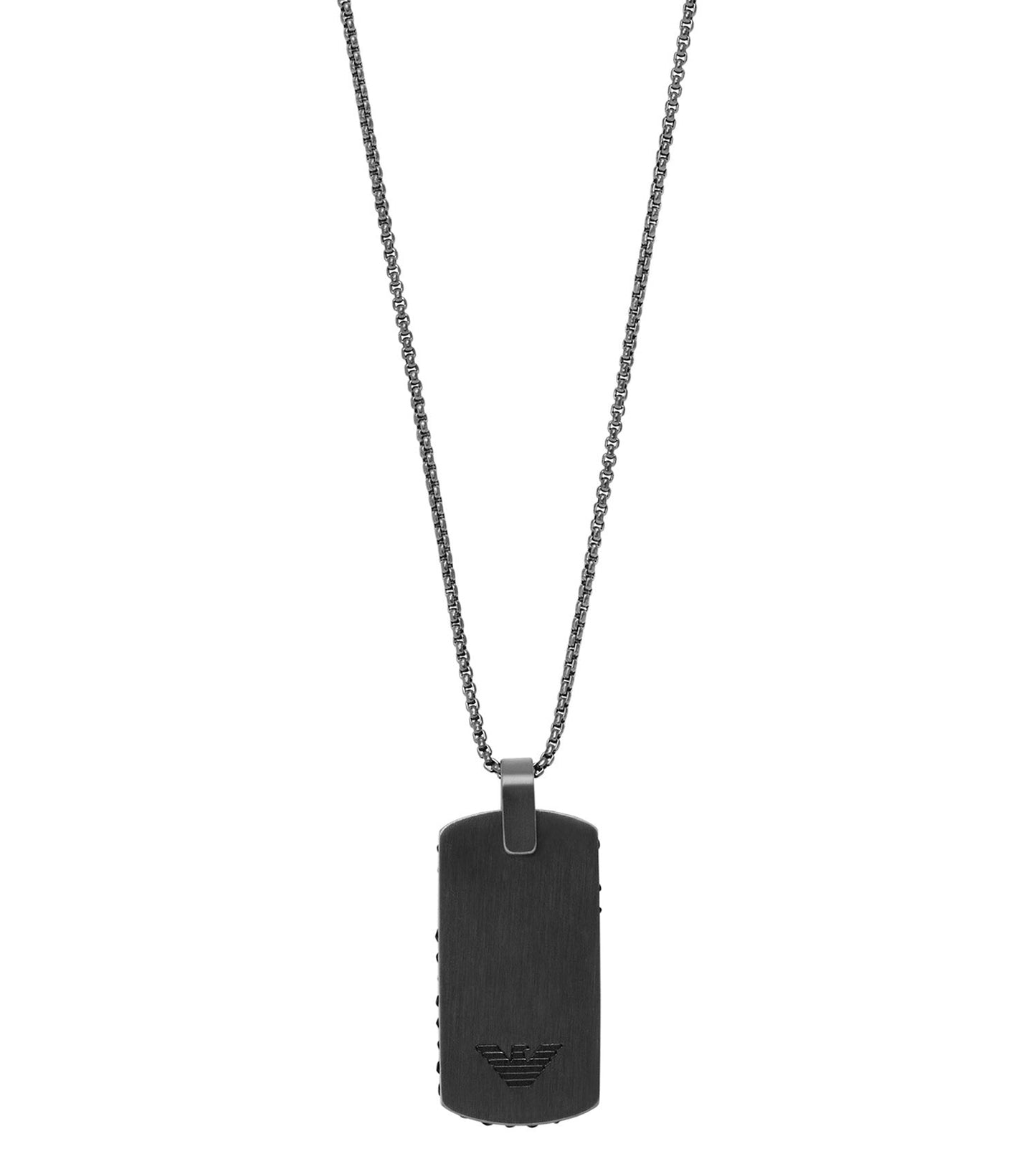 Emporio Armani Jewellery grey necklace showcasing a sleek, modern design, angled slightly to highlight its elegant craftsmanship.