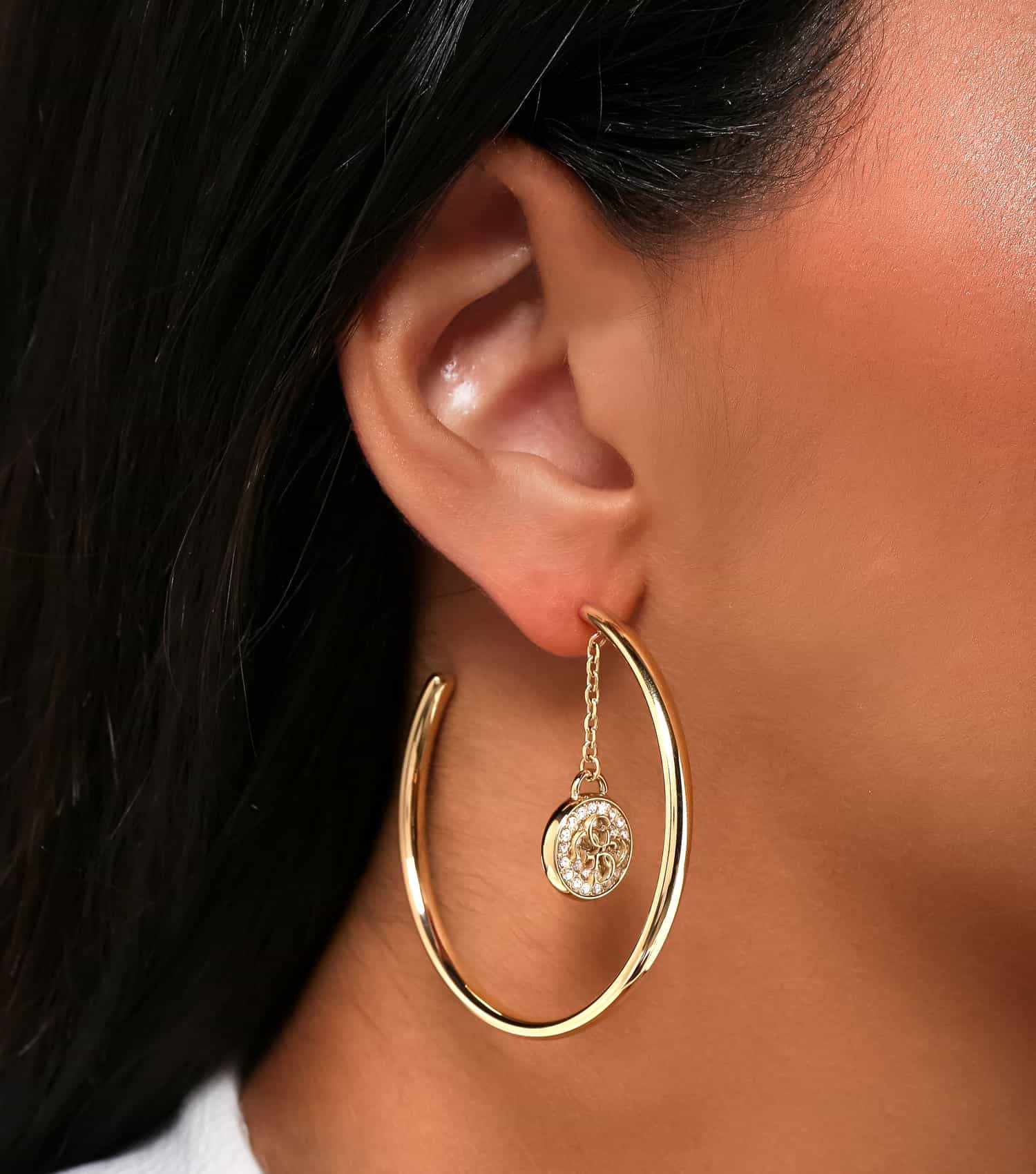 Women s Dreaming Guess Earring Gold Stainless Steel Hoop EDIT by Ahmed Seddiqi