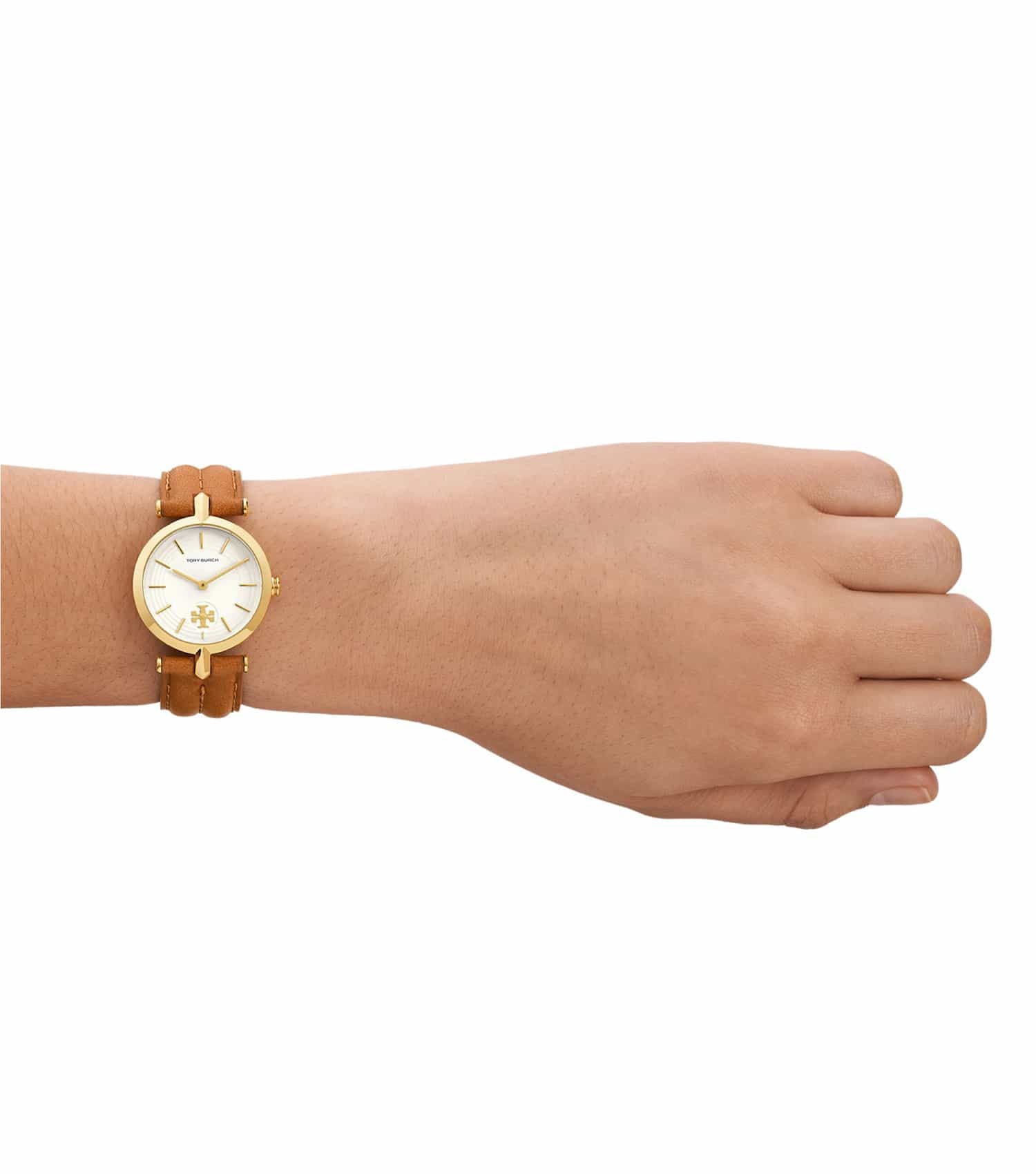 Tory Burch Ladies Gold Watch Leather Strap Women's The Kira Quartz